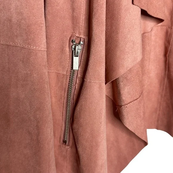 Like New Bagatelle Faux Suede Dusty Rose Draped Front Jacket s - Picture 5 of 11